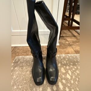 Vince Camuto Gini Black Leather Knee-High Riding Boots Size 9.5 WIDE CALF NEW